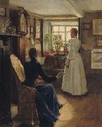 Charles W. Bartlett Reading Aloud, oil painting by Charles W. Bartlett, Spain oil painting artist